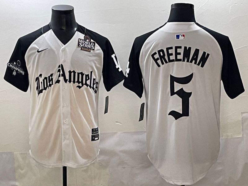 Men 2025 Los Angeles Dodgers #5 Freeman White black Five generations Joint Name Nike MLB Jersey style 5266->los angeles dodgers->MLB Jersey